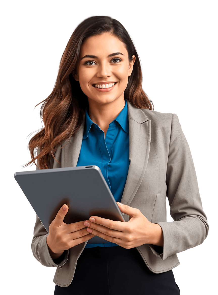 Business professional managing Odoo PayTrace payments on tablet