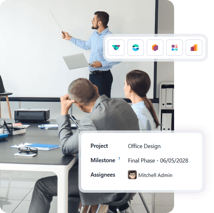 Interactive Odoo Training covering project management tools and practical business workflows.