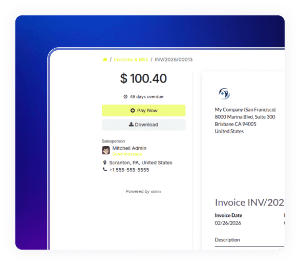 Online invoice management in Health Clinic ERP for patient billing and payments.